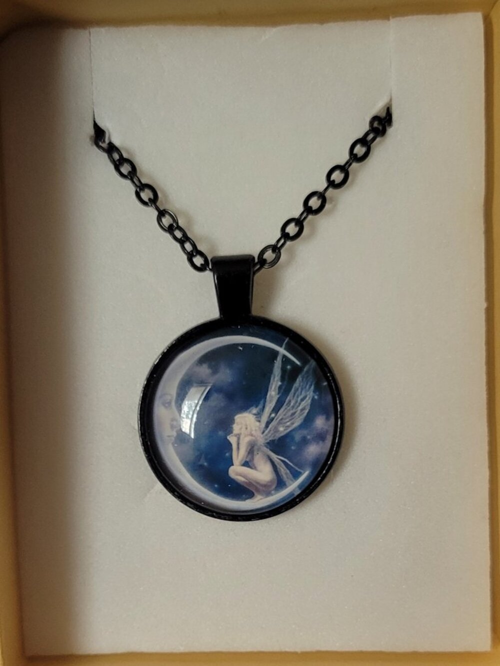 Black Gold Silver Fairy Pendant